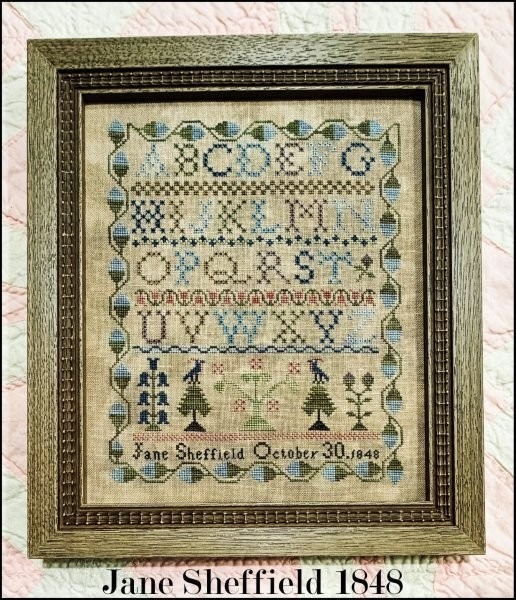 Jane Sheffield 1848 - Cross Stitch Pattern, zoomed in. Select this picture to zoom back out.