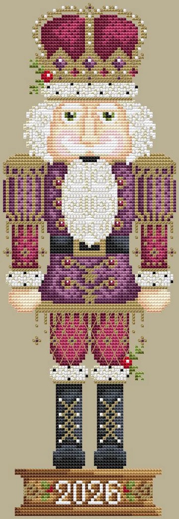 2026 Nutcracker - Christmas Cross Stitch Pattern, zoomed in. Select this picture to zoom back out.