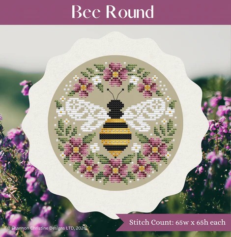 Bee Round - Cross Stitch Pattern, zoomed in. Select this picture to zoom back out.