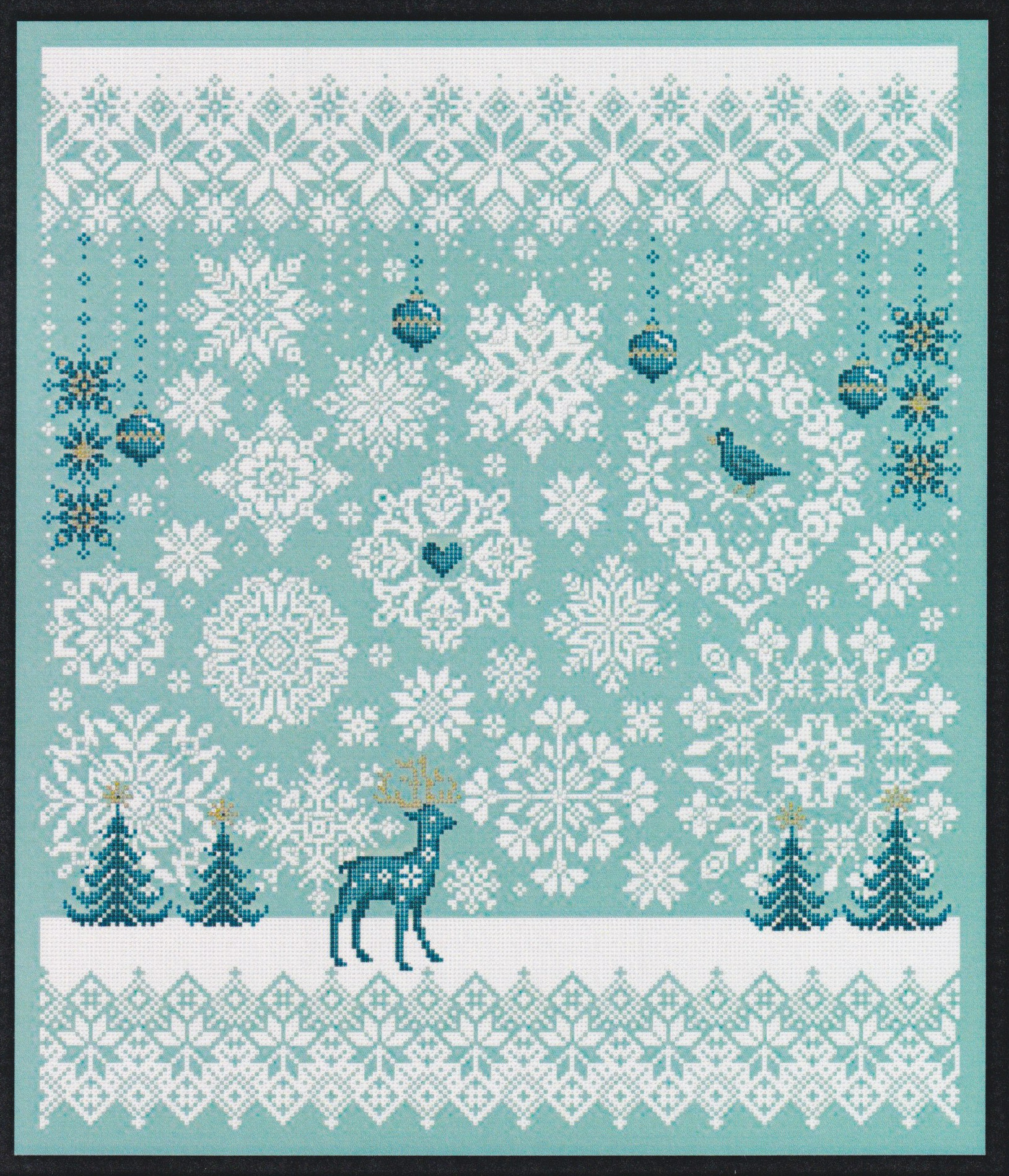 Falling Snow - Winter Cross Stitch Pattern