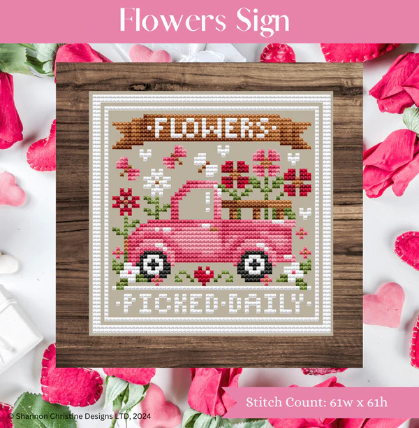 Flowers Sign - Cross Stitch Pattern