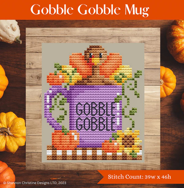 Gobble Gobble Mug - Cross Stitch Pattern