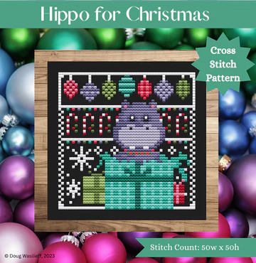 Hippo For Christmas - Cross Stitch Pattern