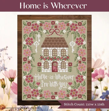 Home is Wherever - Cross Stitch Pattern, zoomed in. Select this picture to zoom back out.
