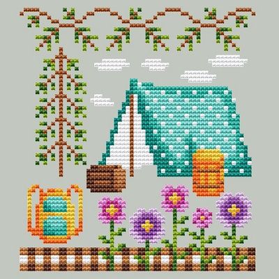 Happy Tent - Cross Stitch Pattern