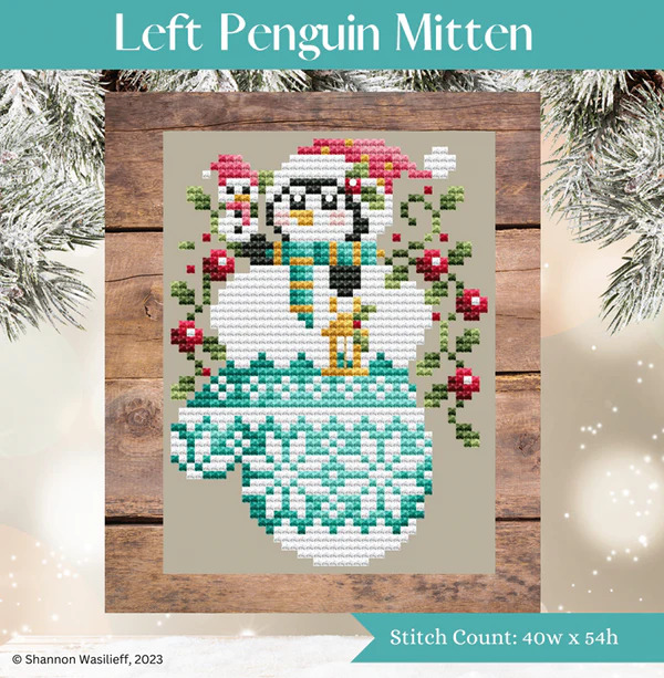Left Penguin Mitten - Christmas Cross Stitch Pattern