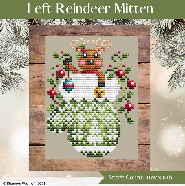 Left Reindeer Mitten - Christmas Cross Stitch Pattern