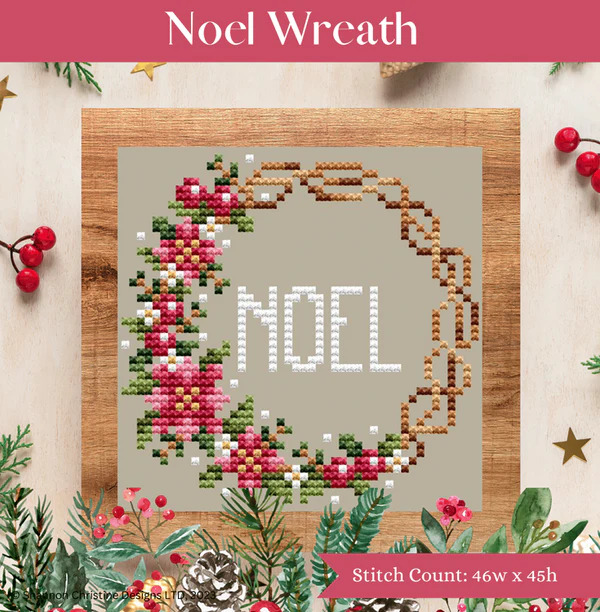 Noel Wreath - Christmas Cross Stitch Pattern