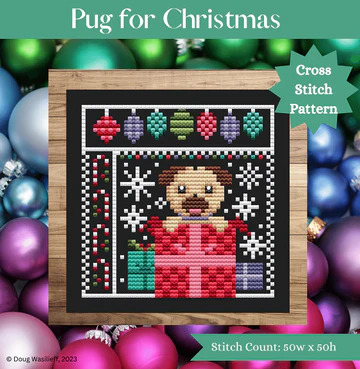 Pug For Christmas - Cross Stitch Pattern