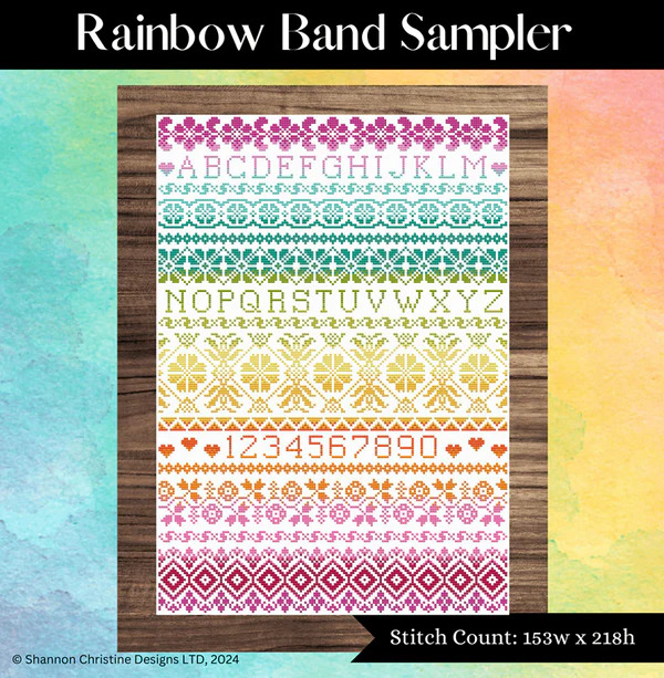 Rainbow Band Sampler - Cross Stitch Pattern