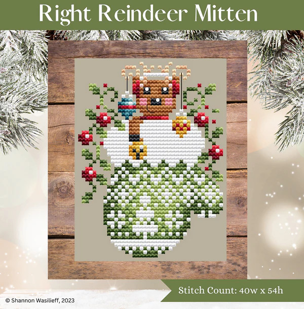 Right Reindeer Mitten - Christmas Cross Stitch Pattern