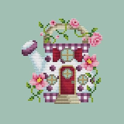 Watering Can House - Cross Stitch Pattern