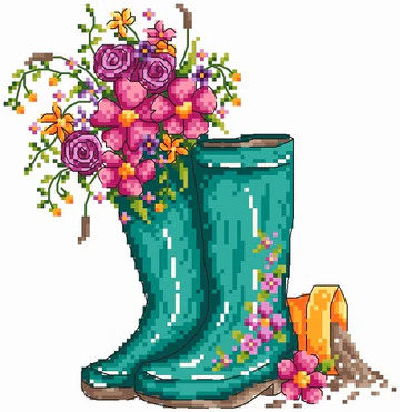 Spring Wellies - Cross Stitch Pattern