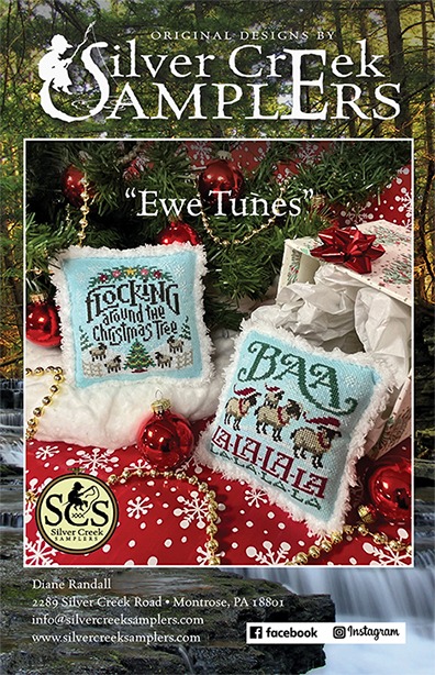 Ewe Tunes - Christmas Cross Stitch Pattern, zoomed in. Select this picture to zoom back out.