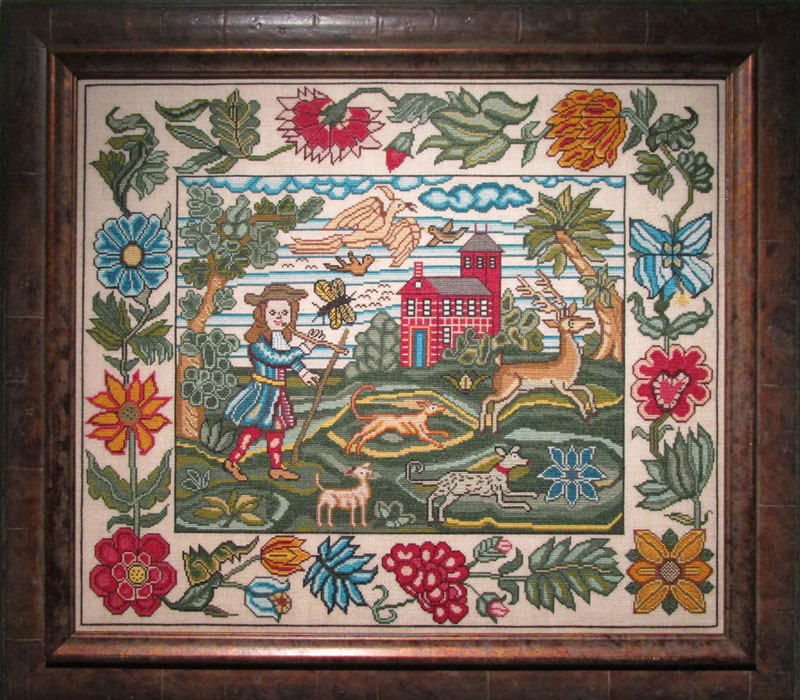 Man Dogs and Deer - Cross Stitch Pattern