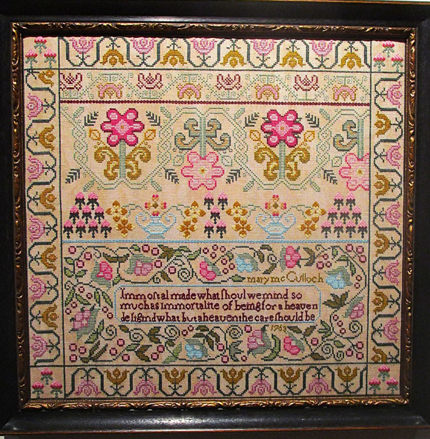 Mary McCulloch 1763 - Cross Stitch Pattern, zoomed in. Select this picture to zoom back out.