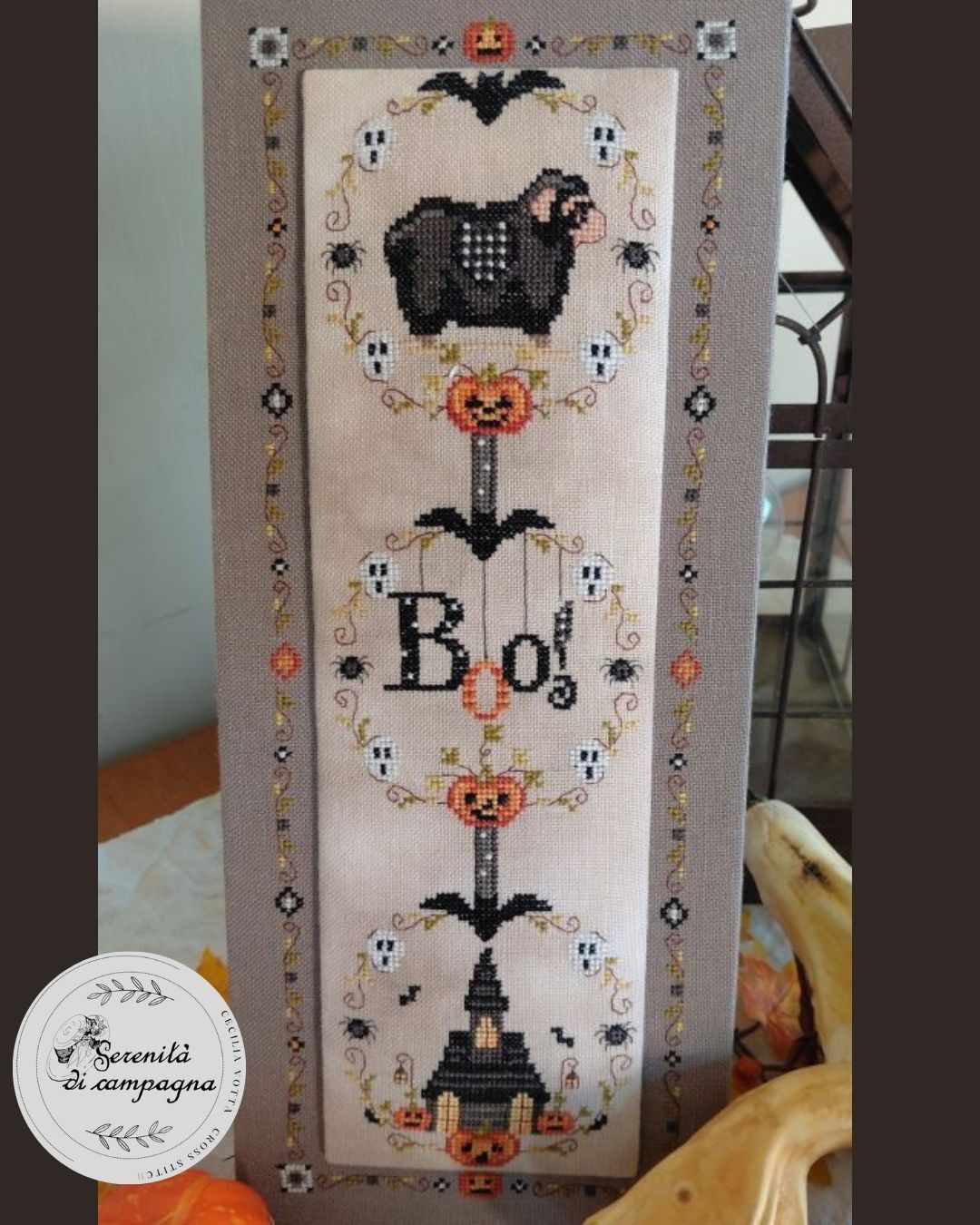 Boo! - Halloween Cross Stitch Pattern, zoomed in. Select this picture to zoom back out.