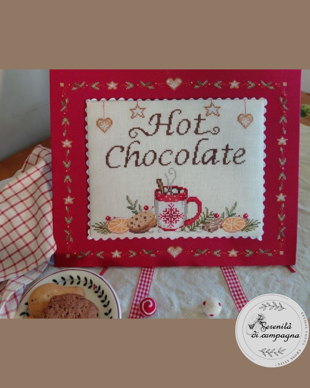 Hot Chocolate - Christmas Cross Stitch Pattern, zoomed in. Select this picture to zoom back out.