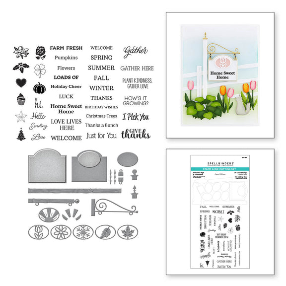Welcome Sign & Sentiments - Clear Stamp & Die Set 