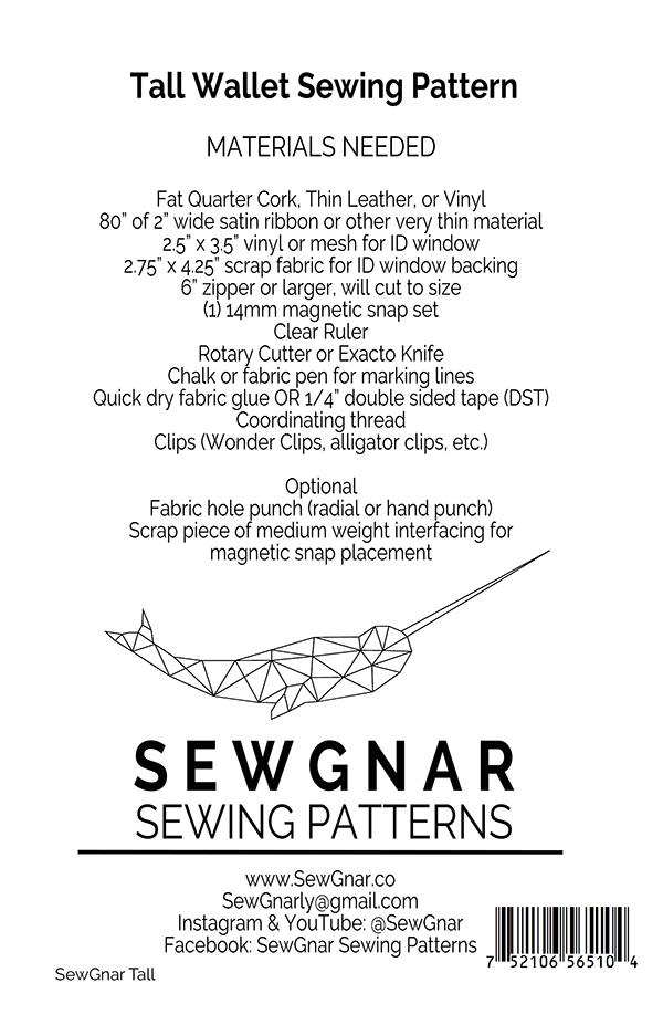 Tall Wallet - Sewing Pattern