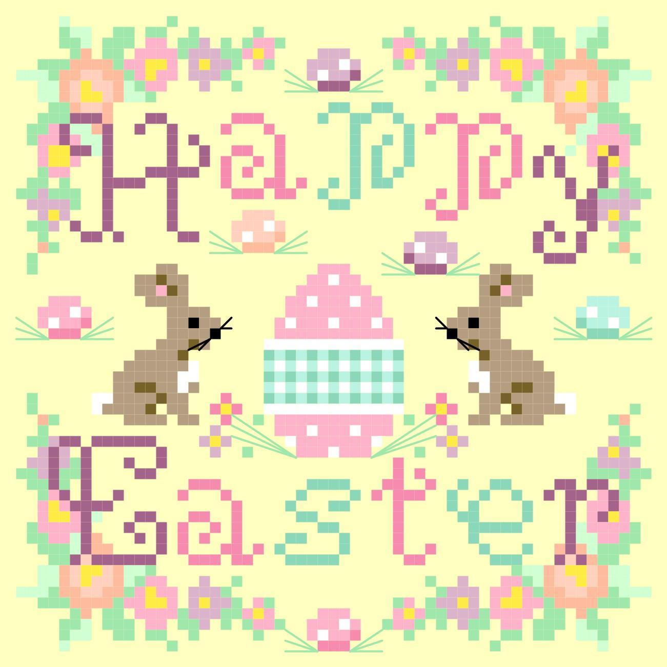 Bunny Trail Happy Easter - Cross Stitch Pattern