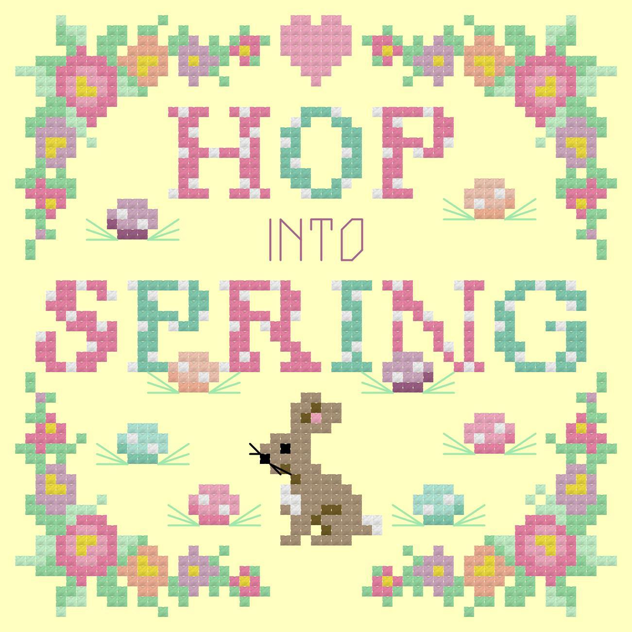 Bunny Trail Hop Into Spring - Cross Stitch Pattern