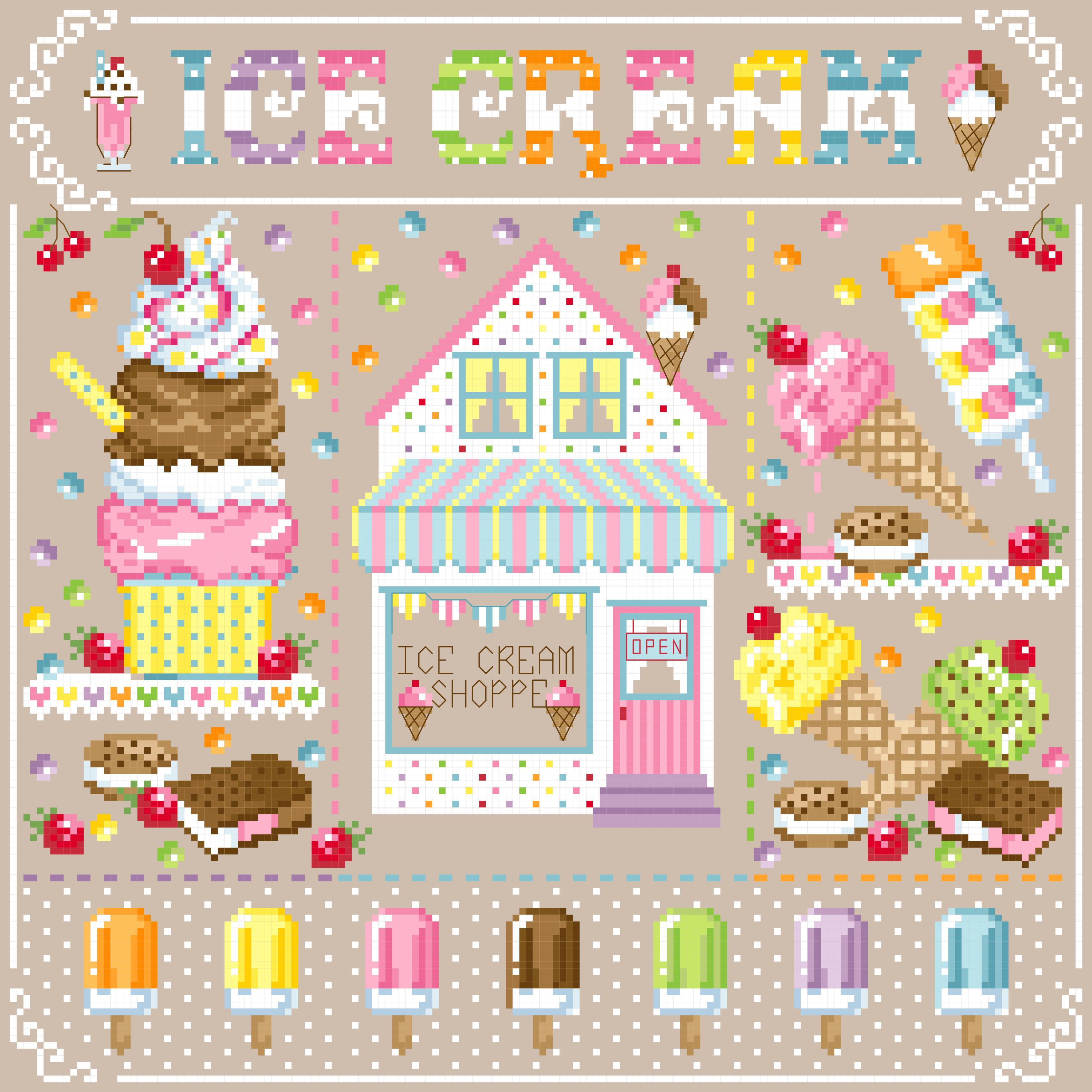 Ice Cream Shoppe - Cross Stitch Pattern