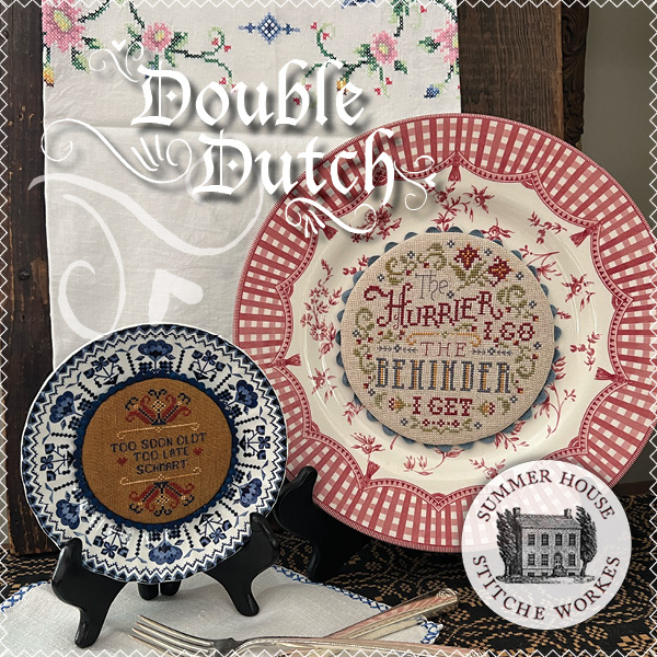 Double Dutch Plate-itudes - Cross Stitch Pattern, zoomed in. Select this picture to zoom back out.