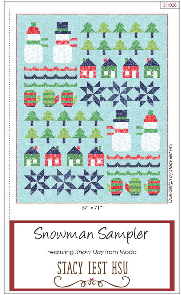 Snowman Sampler - Quilt Pattern, zoomed in. Select this picture to zoom back out.