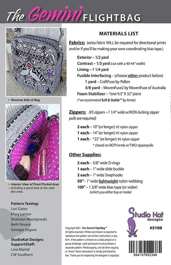 The Gemini Flight Bag - Sewing Pattern
