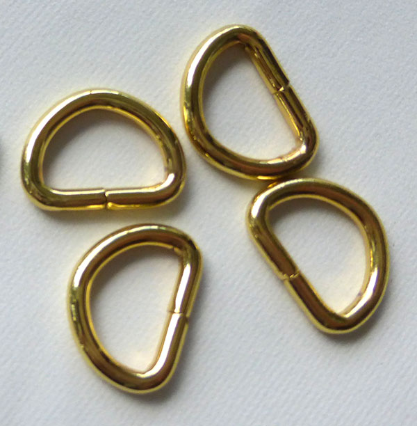 1/2" Brass D-Rings/Pk 4"