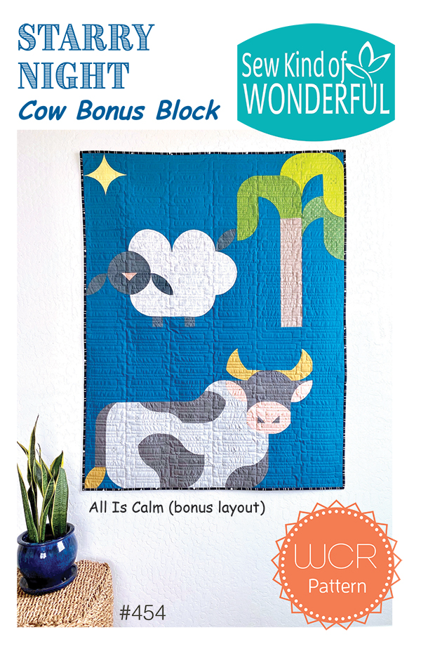 Starry Night Cow Bonus Block (All is Calm) - Quilt Pattern