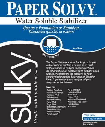 Sulky Water Soluble Stabilizer - 8 1/2 x 11 - 12 Pieces