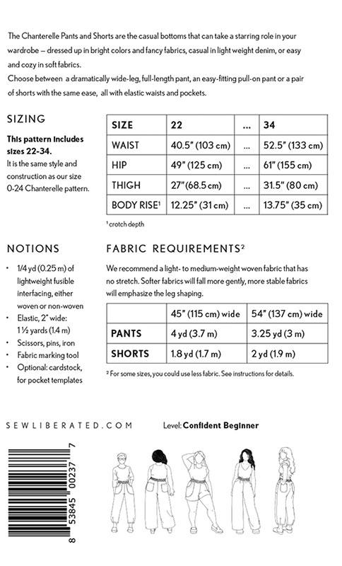 Chanterelle Pants Sizes 22-34 - Sewing Pattern
