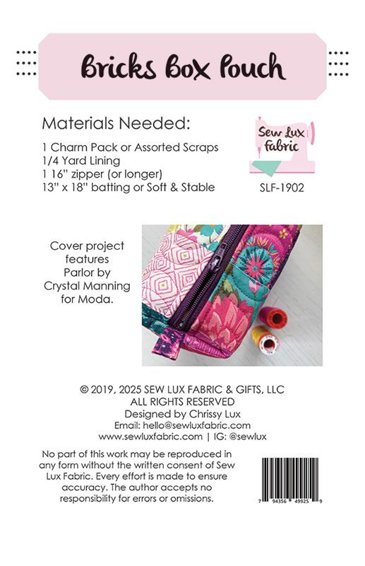 Bricks Box Pouch - Sewing Pattern