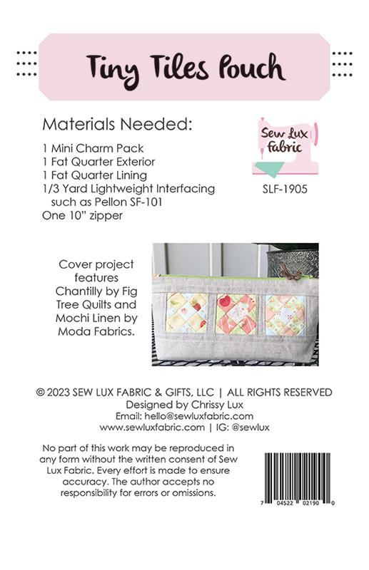 Tiny Tiles Pouch - Sewing Pattern