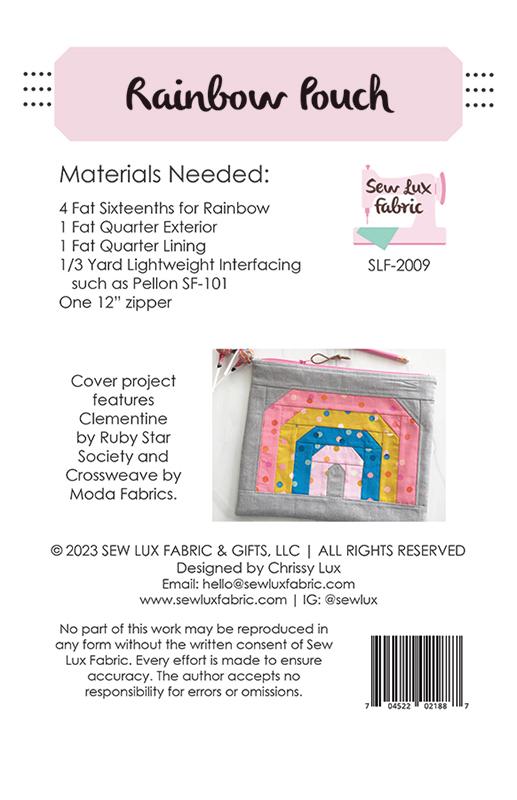 Rainbow Pouch - Sewing Pattern