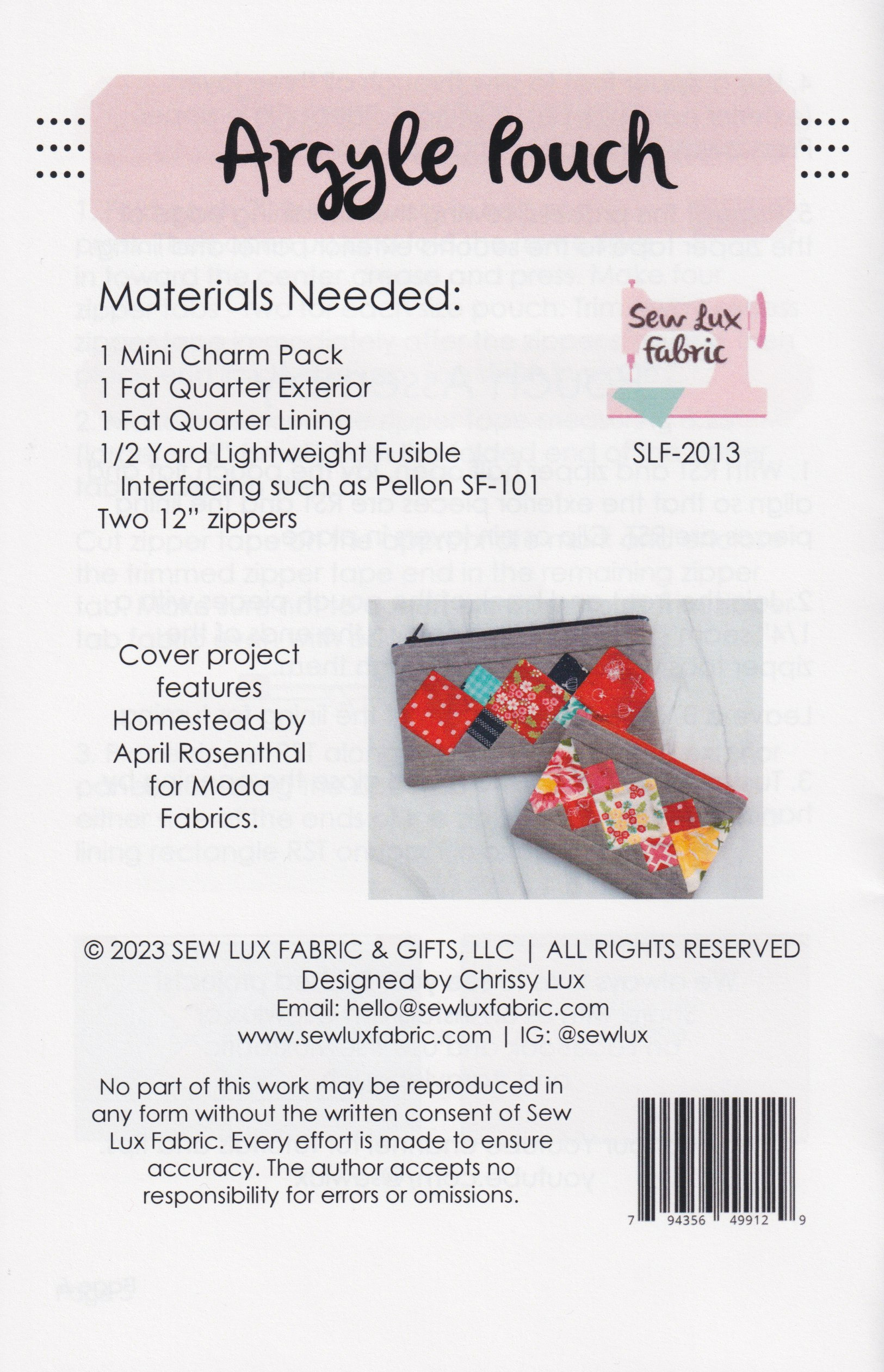 Argyle Pouch - Quilt Pattern