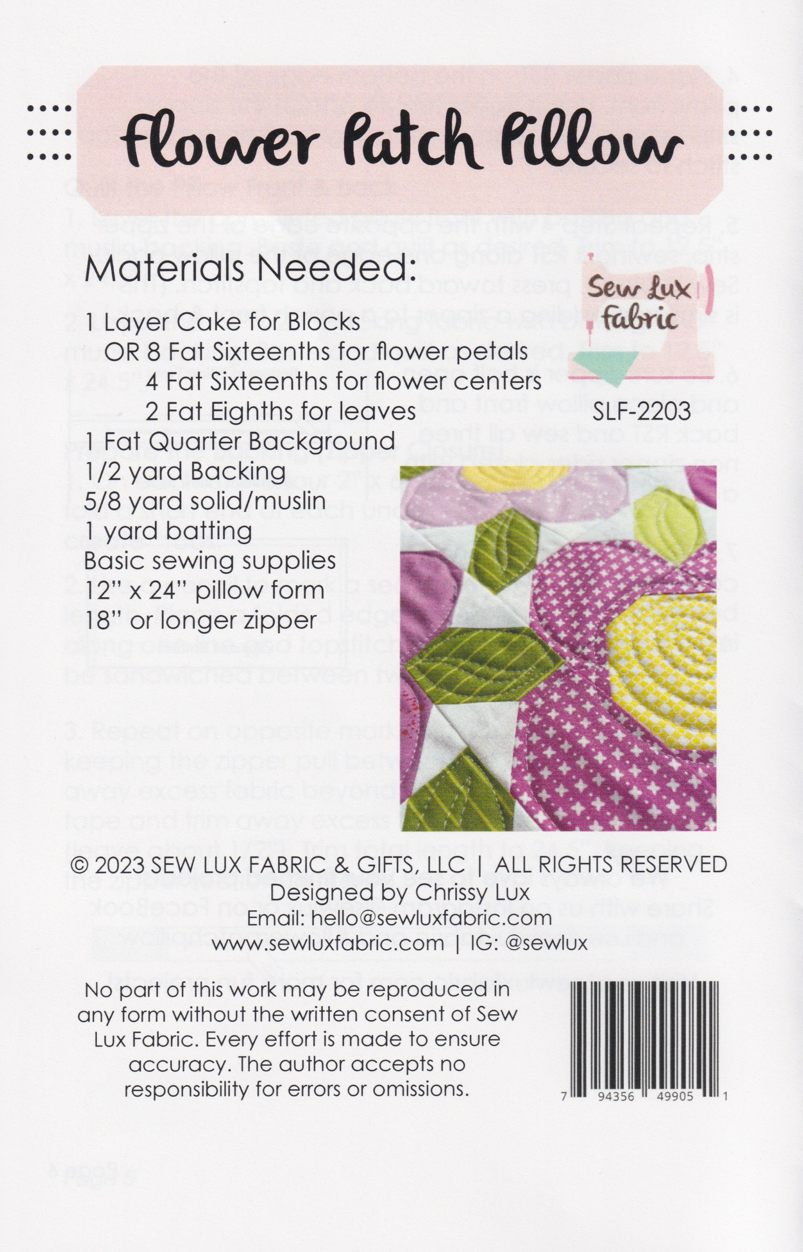 Flower Patch Pillow - Quilt Pattern