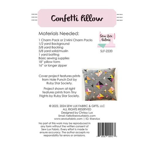 Confetti Pillow - Sewing Pattern