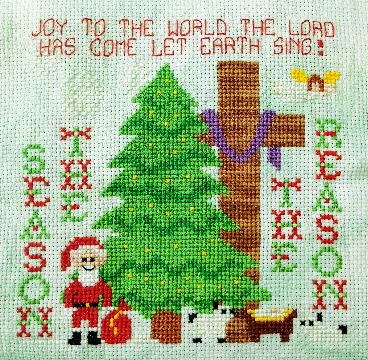 Time of Joy - Christmas Cross Stitch Pattern, zoomed in. Select this picture to zoom back out.