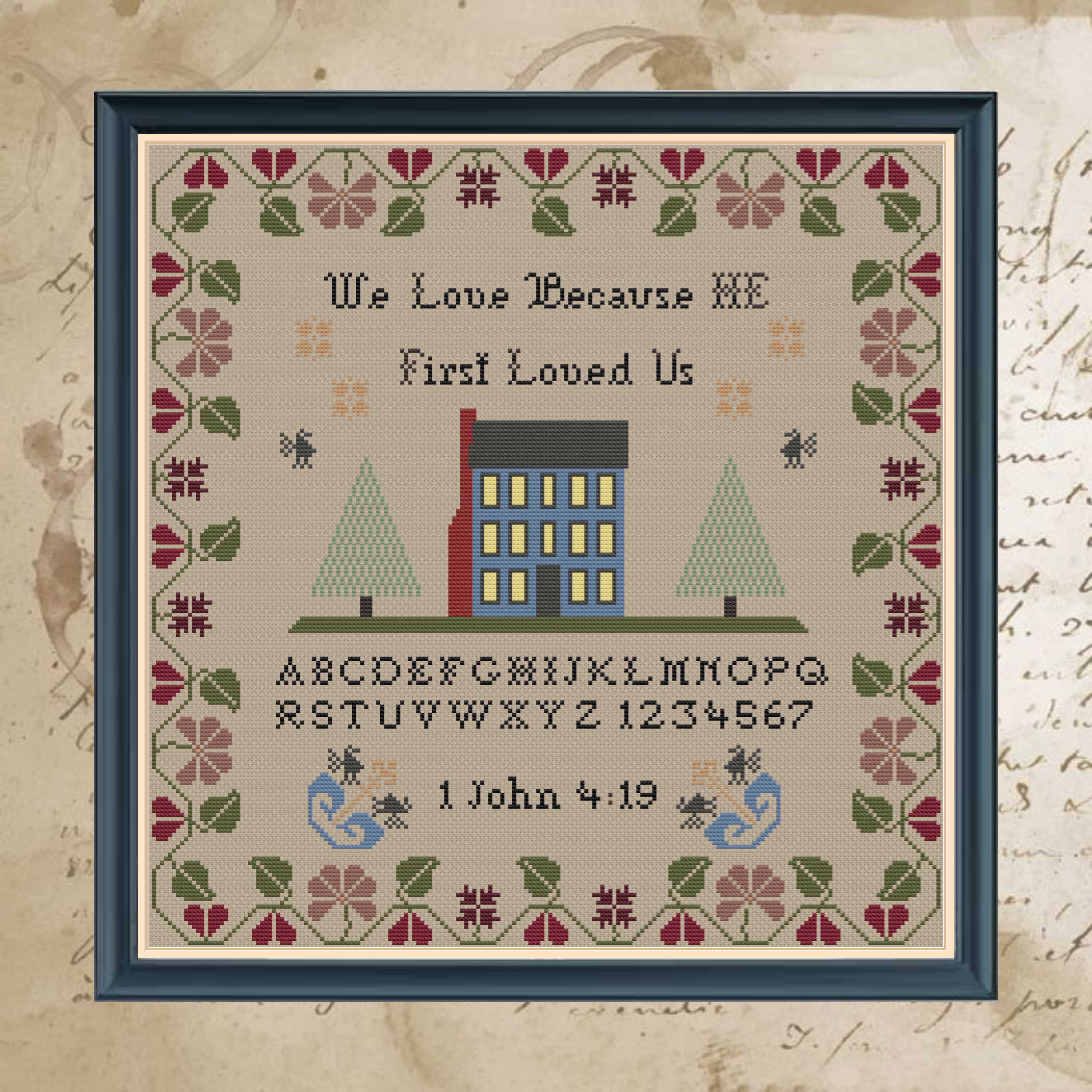 He First Loved Us - Christian Cross Stitch Pattern