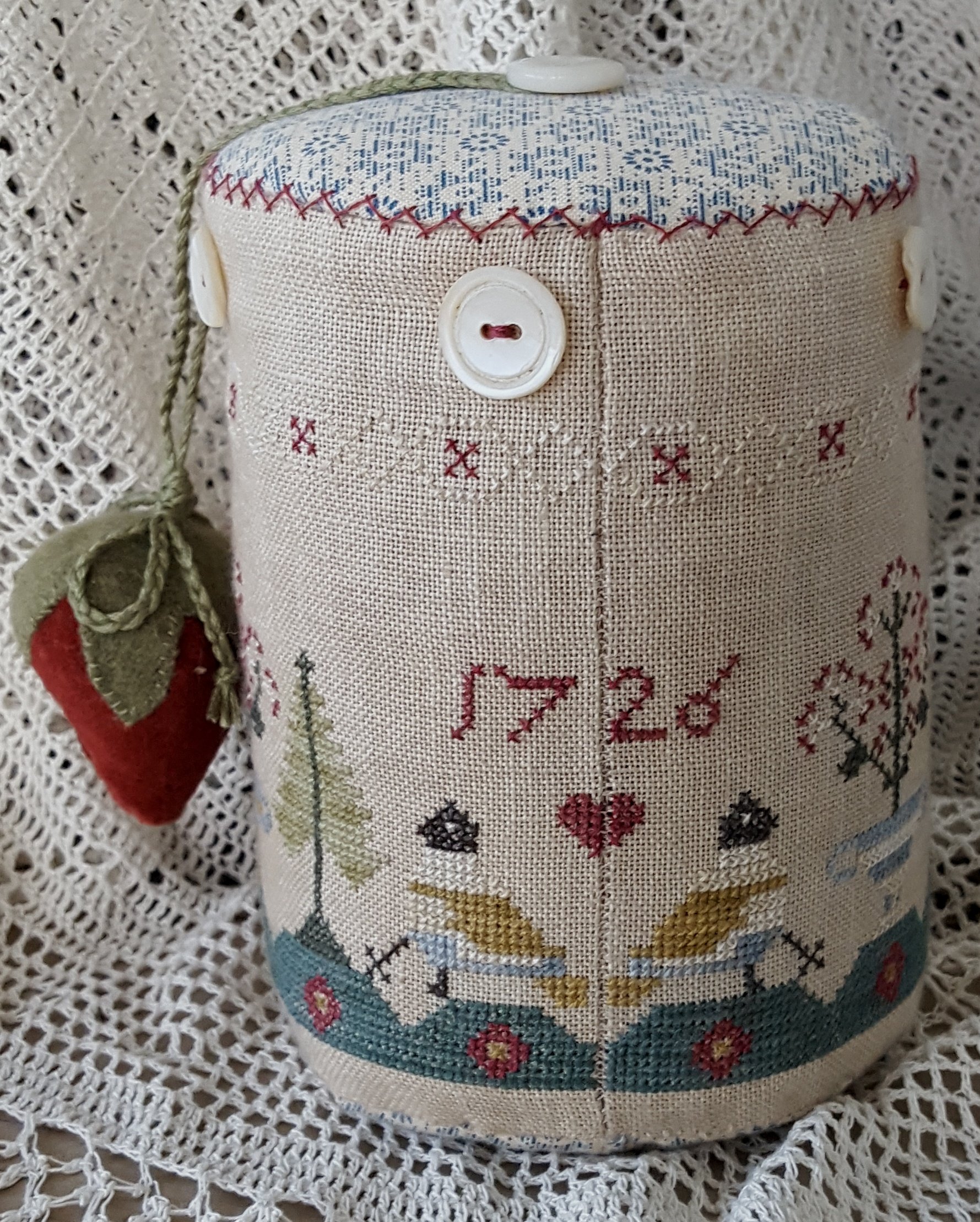 Ann Wright's 1726 Pinkeep Drum - Cross Stitch Kit