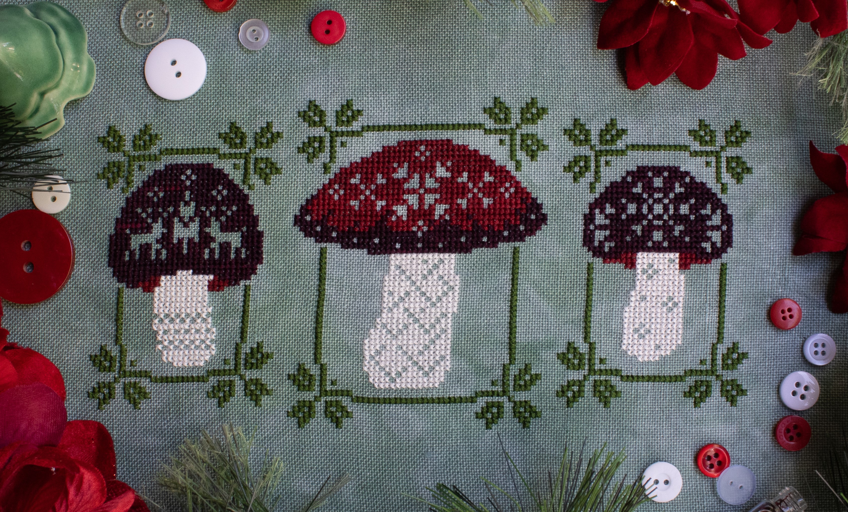 Festive Fungi - Cross Stitch Pattern