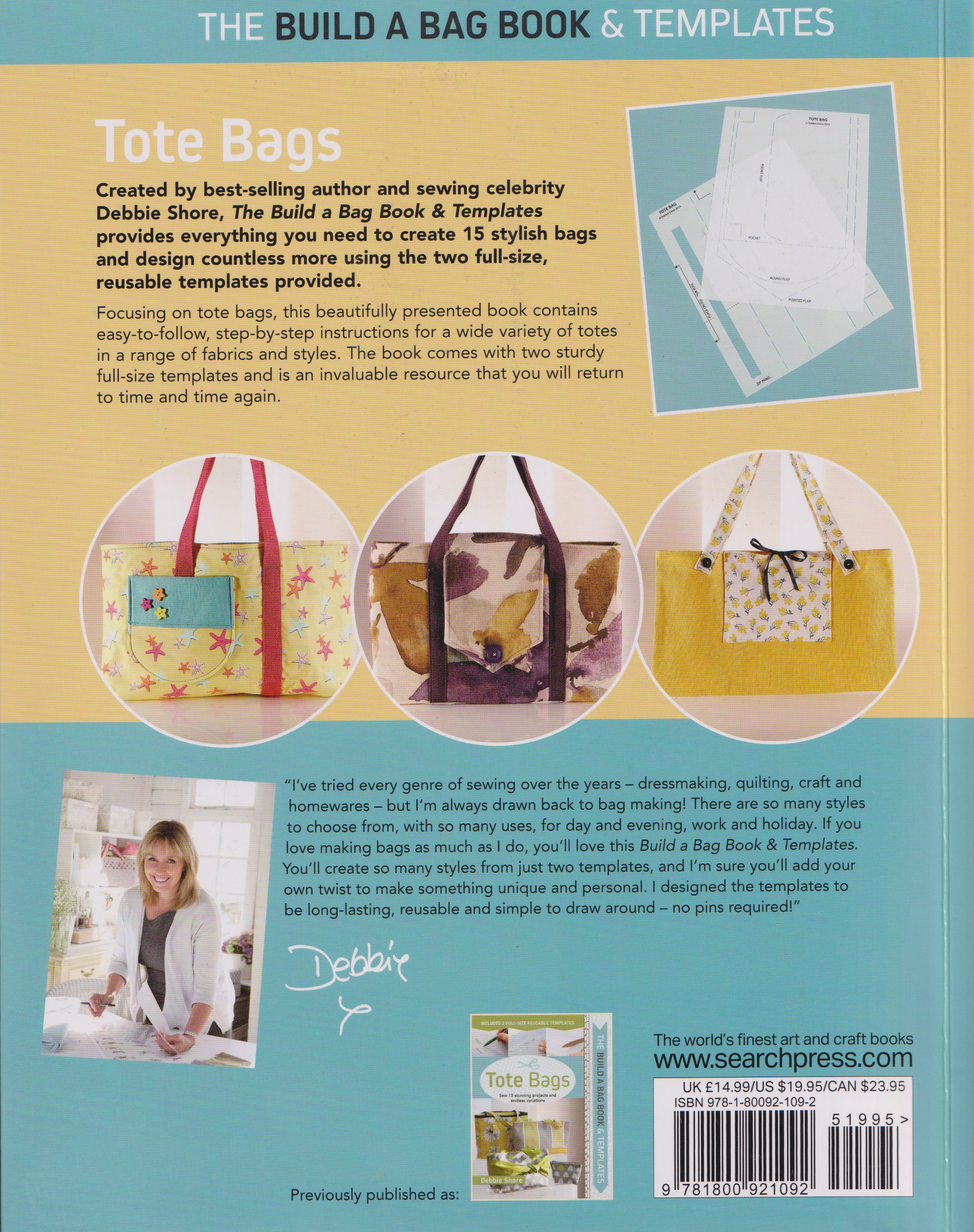 Build a Bag Book - Tote Bags - Sewing Pattern, different perspective #1, zoomed in. Select this picture to zoom back out.