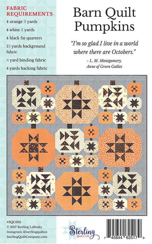 Barn Quilt Pumpkins - Halloween Quilt Pattern, different perspective #1, zoomed in. Select this picture to zoom back out.