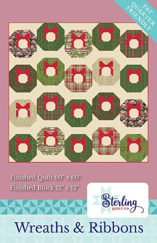 Wreaths and Ribbons - Christmas Quilt Pattern, zoomed in. Select this picture to zoom back out.