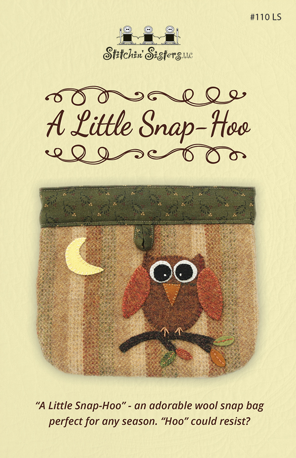 A Little Snap-Hoo - Sewing Pattern, zoomed in. Select this picture to zoom back out.