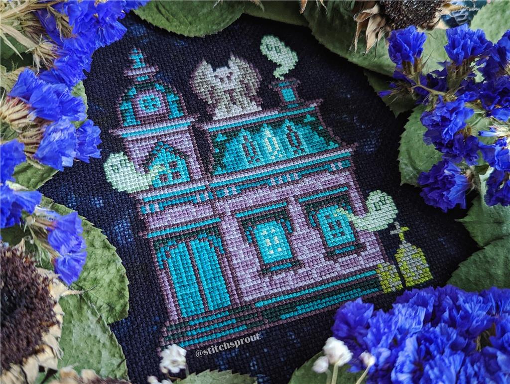 Gargoyle Mansion - Halloween Cross Stitch Pattern