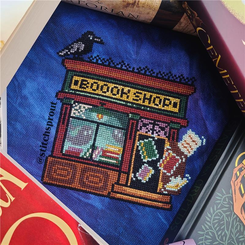 Haunted Bookshop - Halloween Cross Stitch Pattern